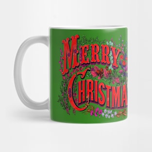 Vintage Style Merry Christmas Holiday Greeting Vector Art Mug